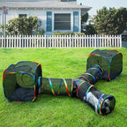 LUCKITTY Outdoor Rainbow Cat Enclosures Playground,Outside House for Indoor Cats Include Portable Tent, 3 Way with 2 Cube Tunnel, for Kitty and Small Animals,Within Storage Bag
