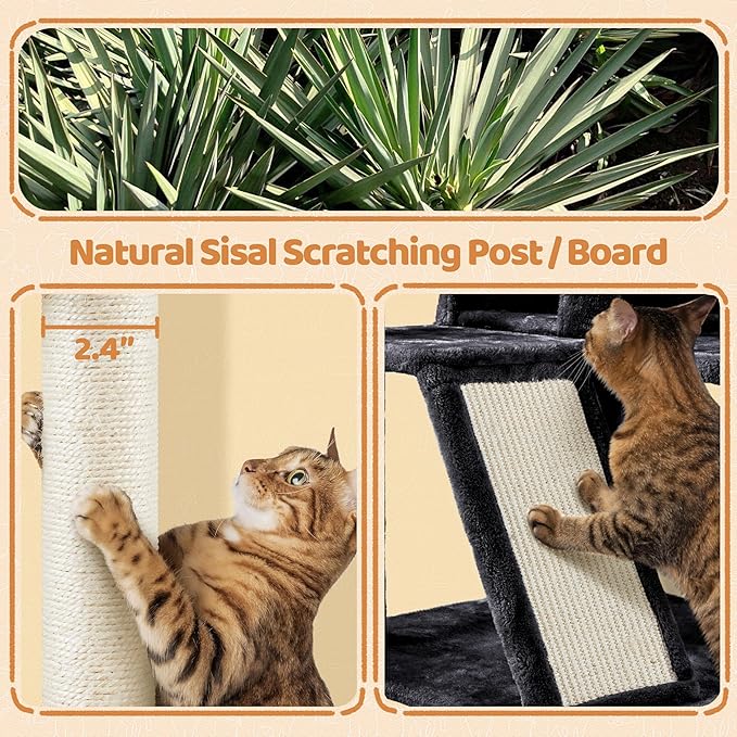 Topeakmart Multi-Level Cat Tree for Indoor Cats Cat Tree Tower for Large Cats with Sisal-Covered Scratching Posts, Condo, Stable Cat Tower, Cat Furniture Play Center for Indoor Cats Activity
