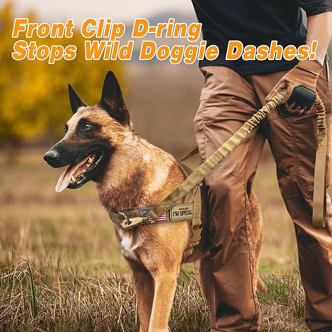 Forestpaw No Pull Dog Harness with Large Handle,Slip on Reflective Vest with Quick Release Buckle,Comfortable Flannel Lining for Medium Large Dogs Walking Training (Includes 3 Patches),Brown XL