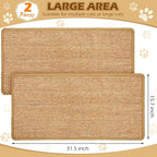 Riakrum 2 Pack 32 x 16 Inches Sisal Cat Pad Rectangular Sisal Scratch Mat Natural Fabric Horizontal Cat Pad Scratching Scratch Mat Protector for Furniture Sofa and Wall(Brown)