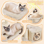 Yaheetech Cat Tree, Multi Level Climbing Tower for Indoor Cats, Pet Activity Center Scratching Post Indoor Furniture Bed with Basket for Kittens, Beige