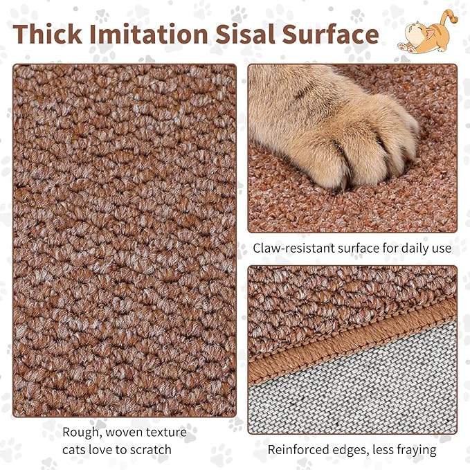 71" X 15.8" Thickened Cat Wall Climbing Carpet, Extra Large Cat Wall Scratcher Mat Imitation Sisal Wall Mounted Cat Scratcher with 16 pcs Fixed Nails for Indoor Furniture Couch Sofa Protection(Coffee)
