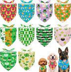 10PCS St.Patricks Day Dog Bandanas for Large XL Breed DogsTriangle Bibs Scarves Boys and Girls Grooming Accessories