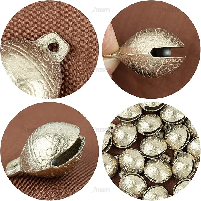AUEAR, 30 Pieces Vintage Brass Bells 27mm Mini Jingle Bell for DIY Wind Chimes Home Decor