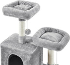 Topeakmart 71.5 inch Cat Tree Tower, Cat Furniture w/ 2 Condos, 2 Perches, 2 Hanging Balls Pet Stand House with Basket and Hammock for Indoor Cats and Kittens, Light Gray