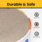Cat Scratcher Bed,2 in 1 Oval Cat Scratching Board for Indoor,Scratch Pad Corrugated Cardboard Lounge Bowl Nest Couch Sofas for Kitty Play&Rest,Holiday Birthday Gift with Kittens Toy Fish