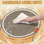 25.6 Inch Large Scratching Mat for Indoor Cats Natural Cotton Rope Flat Scratcher with Ear Hooks and Ball Toy Cat Scratch Rug Pad for Wall, Couch, Carpets, Sofas (Dark Brown)