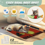 SCRATCHABLE Sisal Cat Scratcher, [+ Catnip Fish Toy], Cat Wall Scratcher, Couch Protector from Cat Scratching, Scratching Mat- 24 X 15.8 with 12 Adhesive Velcro Stripes