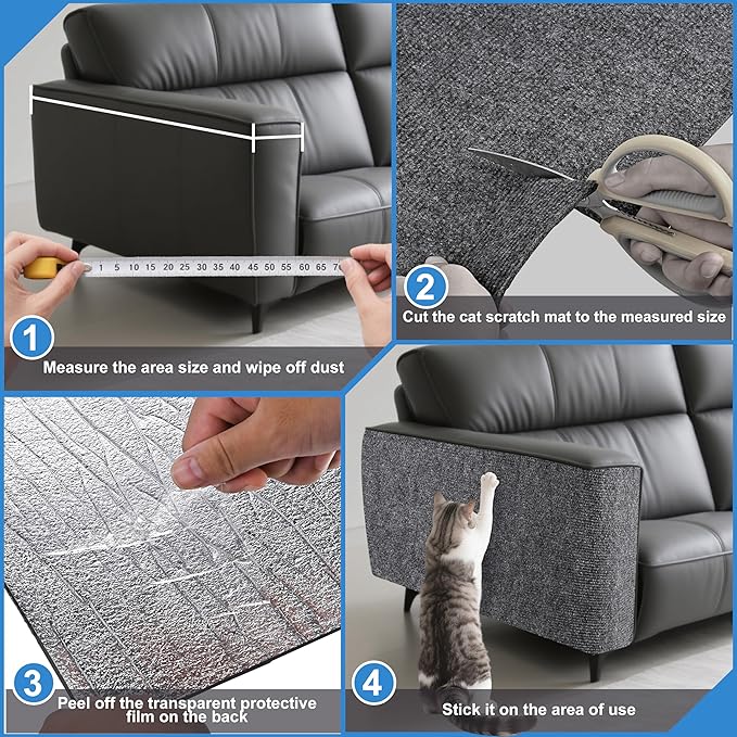 Cat Scratch Furniture Protector,Couch Protector from Cat Claws,Cat Couch Scratcher,Adhesive Cuttable Kitten Scratch for DIY Climbing,Suitable for Sofa,Wall,Door,Table Legs (Dark Gray, 39.3x15.7in)