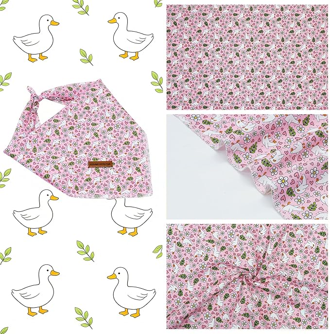 Elegant little tail Dog Bandana, Cute Goose 1PC Washable Dog Scarf Female or Male Square Bib Kerchief Scarf Adjustable Pet Bandana for Medium Large Dogs