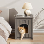 NUNU LAB Cat House for Indoor & Outdoor, Durable PP Plastic Cat Shelter with Easy Assembly & Cleaning, Cozy All-Season Pet House for Cats, Kittens & Small Pets (Gray, Large)