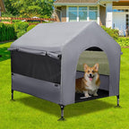 Summertrail 36" Large Dog House Outdoor Indoor with Breathable Mesh Windows-Elevated Dog Bed Cot Dog Tent Shade Shelter for Large Breeds with Canopy, Weatherproof Dog Kennel for Outside, Easy Clean