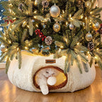 Cat Tunnel Bed for Indoor Cats, Cute Cat Donut Toy Tunnel for Small Large Cats, Peekaboo Pet Cave Play Tunnel Toys for Kitten/Rabbit,Beige
