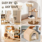 78.7"X15.8" Self-Adhesive Cat Scratching Mat, Couch Protector from Cat Claws, DIY Furniture Protector for Couch, Sofa, Wall & Door, Customizable Couch Scratcher from Cats Claws, No Residue (Beige)