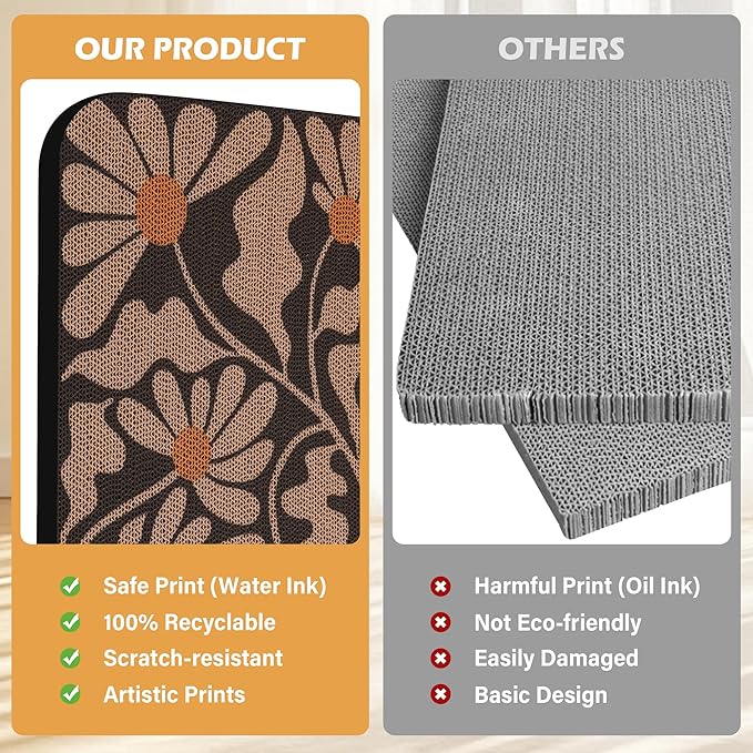 2 Pack Art Cat Scratcher, Wall-Mountable Cat Scratch Pad, Wall Cat Scratcher 16.7x11x1 Inch Cat Scratching Board for Indoor Cats Toy(Black & White 1)