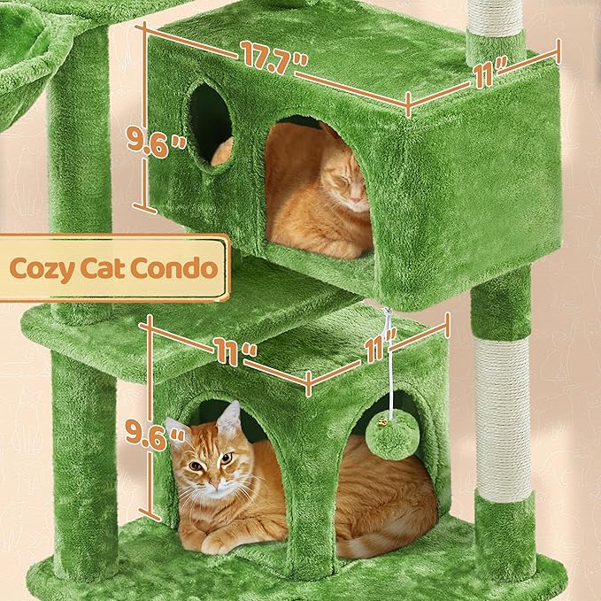 Topeakmart Cat Tree, 57in Cat Tree Tower for Indoor Cats with Basket Top Perches Sisal Scratching Board and Dalling Ball, Cat Activity Center for Kittens