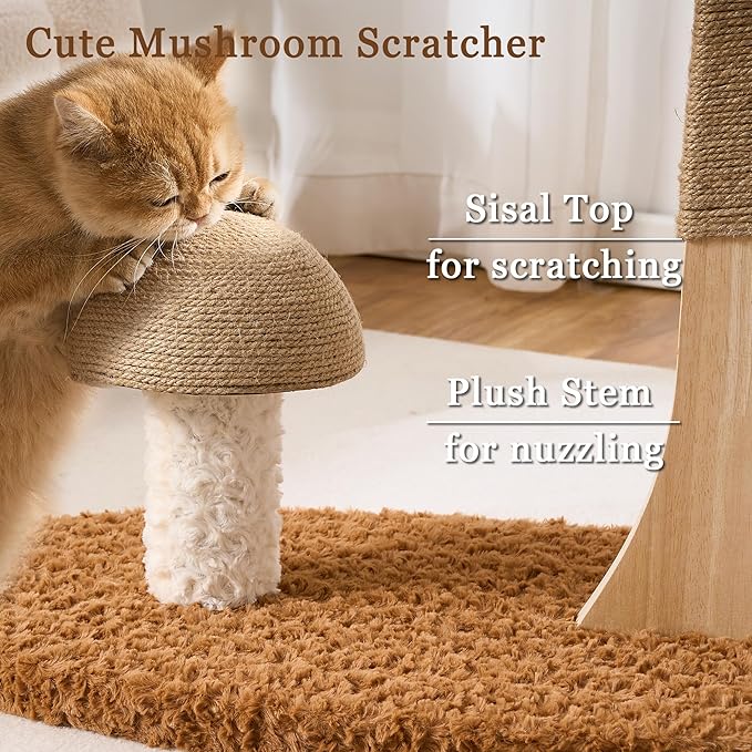 Modern Cat Tree Tower for Indoor Cats Large Adult, 37 inch Flower Cat Tree with Scratching Post, Luxury Aesthetic Cat Tree with Cloud-Soft Flower Perches and Physical Mouse-Sound Hanging Toy