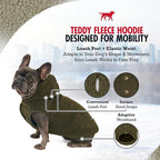 Tuff Pupper Fleece Dog Hoodie Sweater | Teddy Sherpa Outer & Soft Polar Fleece Lining | Adjustable Fit Winter Coat with Hood, Leash Hole, Ribbed Cuffs | For Small Medium Large XL XXL Dogs (Olive, XXS)
