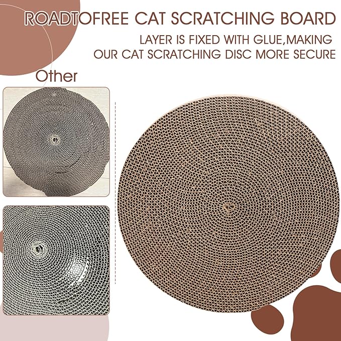 Round Cat Scratcher Refill 10 inch Diameter 7/8 Inch Thickness Circle Cardboard Cat Scratcher Replacement Pads Cat Scratching Boardcat Scratcher Pad for Indoor，3 PCS