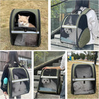 Cat Backpack Carrier for Small Dogs and Medium cat Puppy Kitten Bunny Pet Carrier Backpack Collapsible with Fully Ventilated Mesh with Safety Leash (DarkGreen, 12.9" L x 10.62" W x 15.5" H - M)