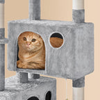 Topeakmart Cat Tree 64.5'' Large Cat Condo Tower Stand Furniture with Scratching Posts Perches Hammock as Kitten House Play Center