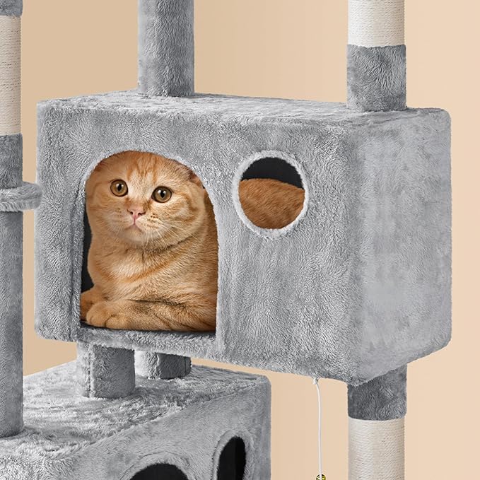 Topeakmart Cat Tree 64.5'' Large Cat Condo Tower Stand Furniture with Scratching Posts Perches Hammock as Kitten House Play Center
