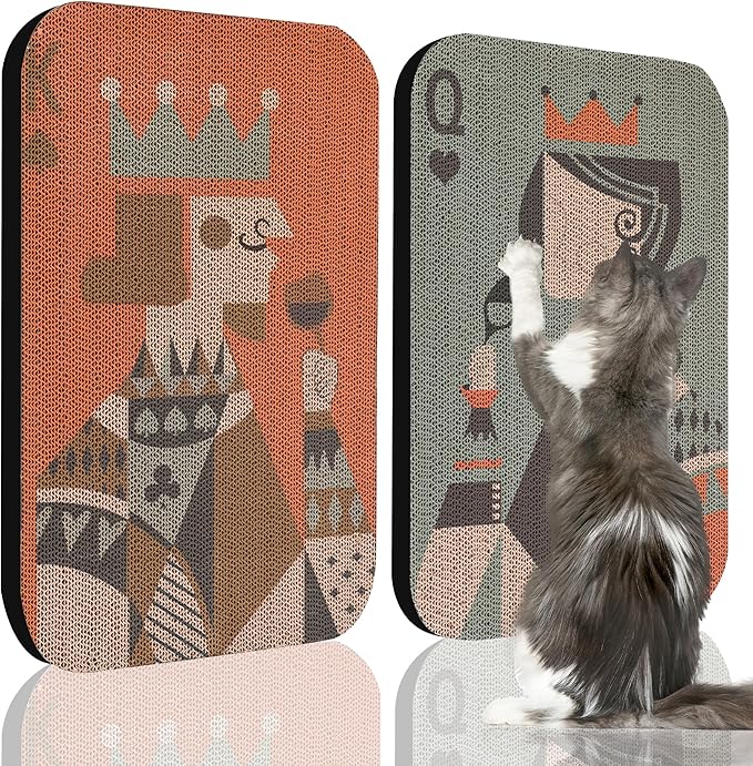 2 Pack Art Cat Scratcher, Wall-Mountable Cat Scratch Pad, Wall Cat Scratcher 16.7x11x1 Inch Cat Scratching Board for Indoor Cats Toy(Poker)