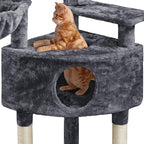 Topeakmart 46'' Cat Tree Cat Tower, with Thicker Scratching Posts, Larger Plush Perch, Spacious Condo, Basket, Multi-Level Cat Condo Furniture for Indoor Cats Kitty Pet Play House