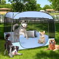 EighteenTek® XLarge Popup Portable Dog Houses 5.3'x4'H Assembly-Free Gazebo-Style Dog Cot Cat Playpen Screen Pet Tent Sun Shade Shelter Dog Bed with Canopy for Outdoor, Anti-Bugs with Leakproof Bottom
