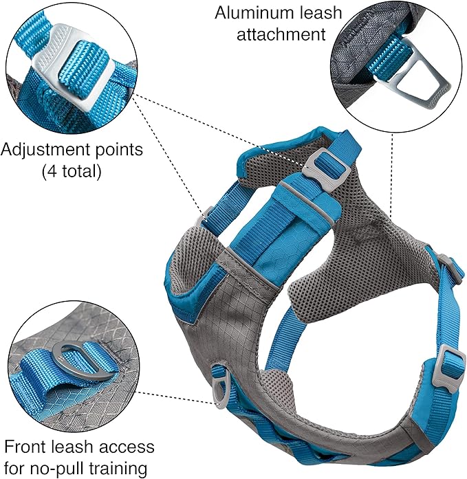 Kurgo Journey Air Dog Harness - Secure Fit for Active Dogs - Padded Chest - Lightweight Ripstop Fabric - Breathable Mesh - Reflective Trim - Back Assist Handle - Orange - Large