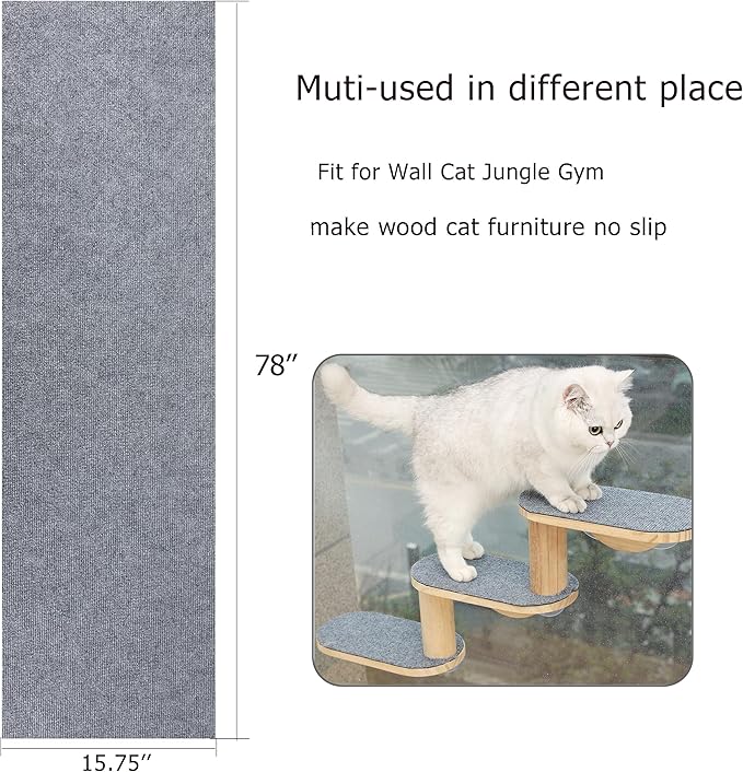Cat Scratching Mat with Self-Adhesive for Climbing, Carpet Replacement for Cat Tree and Scratching Posts, Trimmable Couch Protector from Claws (78" L*15.7" W)