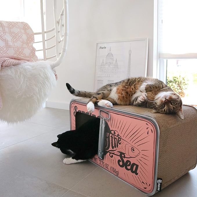 Sardine Cardboard Cat Scratcher, 60 x 30 x 30 cm, Pink