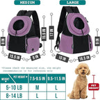 PetAmi Adjustable Cat & Dog Front Chest Carrier Backpack, Ventilated for Hiking & Camping, Max 14 lbs, Purple
