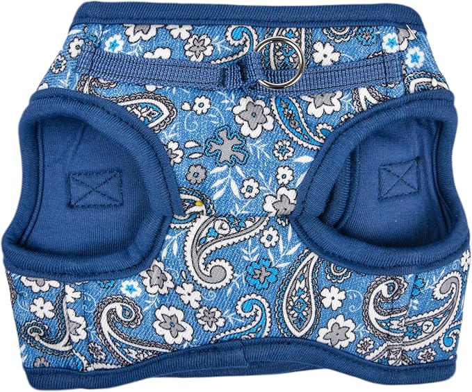 Puppia Cynthia Dog Vest Harness B (Step-in) Fashionable Paisley Pattern Spring Summer Harness for Small and Medium Dogs, Blue, X-Large