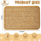 Weysat 8 Pieces Cat Scratcher Mat with Adhesive Loop Tape Scratch Mat for Cats, 7.8 x 11.8 Inch, Sisal Material