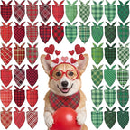 Abbylike 50 Pcs St. Patrick's Day Dog Bandanas Bulk Green Plaid Bandanas for Dogs Triangle Kerchief Bib Scarf for Pet Irish Holiday Costume Photo Props Accessories (25.6 x 17.7 x 17.7)
