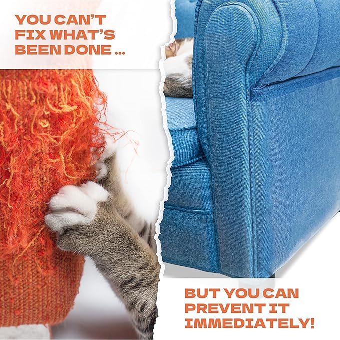Cat Scratch Couch Protector - 10XL Sheets, Clear (Almost Invisible), Extra Durable, Easy to Customize, Residue-Free Furniture Protector