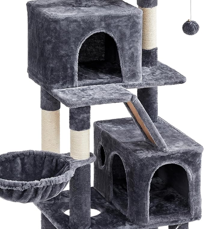 Topeakmart 71.5in Cat Tree Large Cat Tower for Indoor Cats, Multi-Level Cat Furniture w/Condos, Perches, Basket, Hammock and Scratching Posts, Cat Kitten Pet Play House