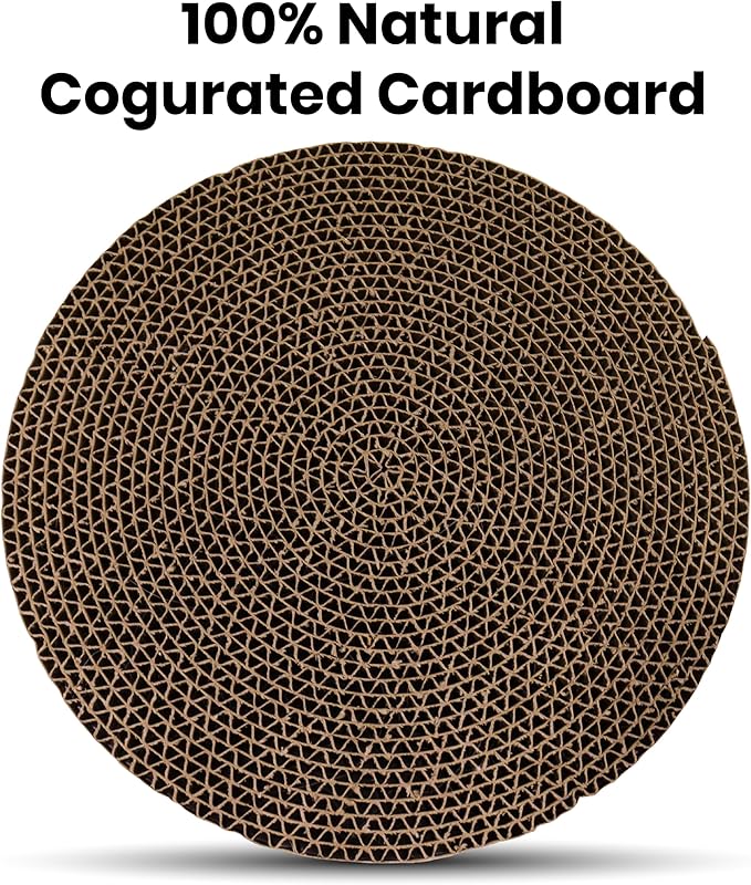 Scratch and Spin Cat Scratcher Replacement Pads for Active Play, Natural Recycled Corrugated Cardboard, Supports Pet Behaviors, Relieves Stress - 3 Count