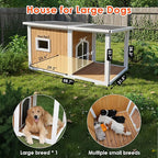 Dog House Outdoor, 59” Insulated Dog House, Weatherproof Outdoor Dog House Insulated with Elevated Floor and Openable Roof, Wooden Dog Houses Large