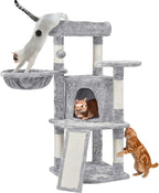 Yaheetech Cat Tree, 42in Cat Tower for Indoor Cats, Pet House with Large Perch & Scratching Posts & Cozy Condo & Scratching Ramp, Cat Activity Center Furniture, Light Gray