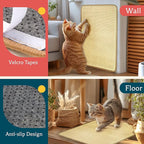 PatiencET Cat Scratching Mat, Natural Sisal Cat Scratcher Mat, Horizontal Cat Scratch Rug for Indoor Cats, Cat Wall Scratcher Furniture Protector for Couch, Carpet, Sofa (2 Pack, 23.6"X15.7")