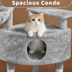 Yaheetech 46in Cat Tree Tower | Multi-Level Indoor Activity Center with Spacious Condos, Scratching Posts, Large Top Plush Perch | Sturdy, Easy to Assemble | for Kittens, Adult & Senior Cats