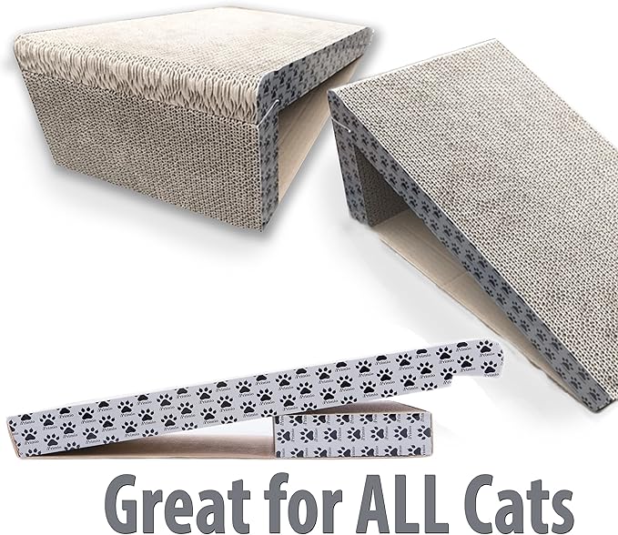 iPrimio Cat Scratch Ramps (2 Ramps for One Price) - Foldable for Travel and Easy Storage - Great for Cats Playing Over, Laying, and Scratching - Patent Pending Design (2 Pack)