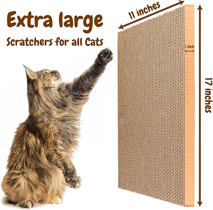 5 in 1 Cat Scratching Pads for Indoor Kitten Play, Recyclable and Durable Corrugated Cardboard Cat Scratcher Pad Suitable for Rest, Grinding Claws and Play (5 Pack)