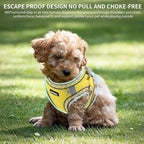 AIITLE Small Dog Harness - Breathable Double-Layer Jacquard No-Choke Vest, Durable Anti-Tear Fabric with Reflective Trim - Perfect for Running, Parties, Daily Walks (Yellow, XS)