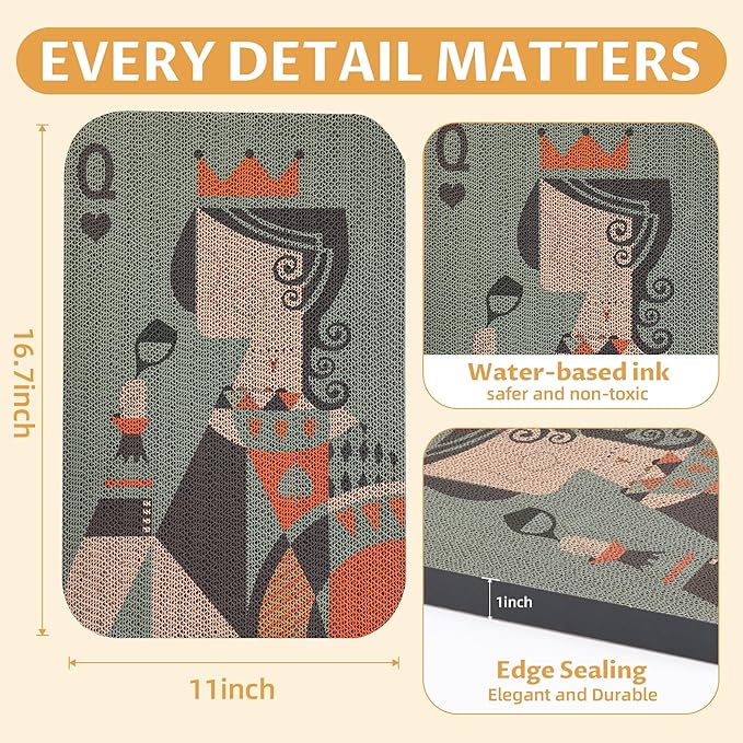 2 Pack Art Cat Scratcher, Wall-Mountable Cat Scratch Pad, Wall Cat Scratcher 16.7x11x1 Inch Cat Scratching Board for Indoor Cats Toy(Poker)