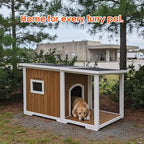 Dog House Outdoor, 59” Insulated Dog House, Weatherproof Outdoor Dog House Insulated with Elevated Floor and Openable Roof, Wooden Dog Houses Large