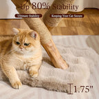 HITTITE Natural Solid Wood Cat Tree Tower with Scratching Post, 32 Inches Tall Modern Cat Tower with Cozy Bed and Platforms, Luxury Real Branch Cat Tree for Indoor Cats Large Adult, Khaki.