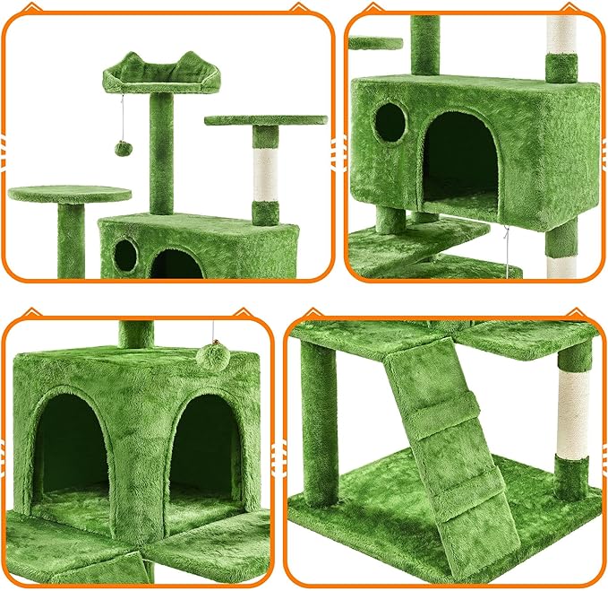 Topeakmart 70in Cat Tree Tower for Inddor Cats with 3 Cozy Platforms 2 Condos and Ladder Cat Activity Center for Kittens